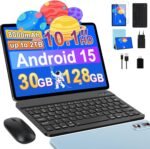 10 Inch Android Tablet 15, 30GB RAM+128GB (2TB TF) Octa-Core/Gemini AI/Widevine L1/5GWiFi6/8000mAh/5MP+8MP/Tablets with Keyboard & Case & Mouse,Blue - Imagen 2