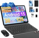 10 Inch Android Tablet 15, 30GB RAM+128GB (2TB TF) Octa-Core/Gemini AI/Widevine L1/5GWiFi6/8000mAh/5MP+8MP/Tablets with Keyboard & Case & Mouse,Grey - Imagen 2