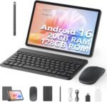10 Inch Tablet with Keyboard, Pencil, Case and Mouse, Android 16, 20GB RAM + 128GB ROM, Octa-Core, 1280 x 800 HD, 6600 mAh (with NTC), Widevine L1, 8 MP + 2 MP, 2.4 G + 5 G WiFi (Grey) - Imagen 2