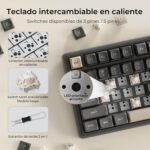 RK ROYAL KLUDGE R98 Pro Wired Mechanical Keyboard, 96% US Layout Gaming Keyboard with Numeric, RGB, Volume Knob, Gasket Structure, PBT MDA Keycaps, Hot-Swappable Pre-Lubed Linear Switch - Imagen 5