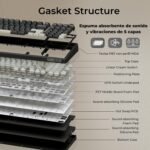 RK ROYAL KLUDGE R98 Pro Wired Mechanical Keyboard, 96% US Layout Gaming Keyboard with Numeric, RGB, Volume Knob, Gasket Structure, PBT MDA Keycaps, Hot-Swappable Pre-Lubed Linear Switch - Imagen 6