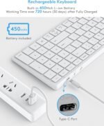 Yivandi Teclado Bluetooth inalámbrico para Apple Mac OS - Diseño QWERTY de EE. UU., Teclas de tijera, escritura precisa, batería recargable, tiempo de trabajo extralargo, compatible con iMac/MacBook - Image 8