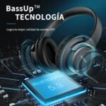 KVIDIO Wireless On-Ear Headphones, 55 Hours Playtime Bluetooth Headphones, Foldable Lightweight Headphones with Microphone, Deep Bass (Black) - Imagen 4