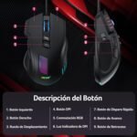 acer Wired Gaming Mouse, RGB Ergonomic Gaming Mouse 12800 dpi with 8 Buttons, Quick Trigger Button and Customizable Driver, Ideal for PC and Laptop Games - Imagen 9