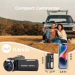 Camcorder Video Camera 1080P, 48MP Digital Zoom 18X with 270° 3.0" Rotating Screen, Vlogging Youtube Camera with 32GB Card & Battery - Imagen 8