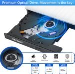 External CD DVD Drive USB 3.0 Portable CD DVD +/-RW CD Burner DVD ROM CD DVD Player for Laptop, MacBook, PC, Windows, Linux, Mac OS (White) - Imagen 5