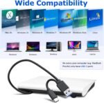 External CD DVD Drive USB 3.0 Portable CD DVD +/-RW CD Burner DVD ROM CD DVD Player for Laptop, MacBook, PC, Windows, Linux, Mac OS (White) - Imagen 6