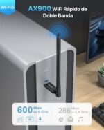 BrosTrend USB WiFi 6 AX900, Largo Alcance 6dBi Antena WiFi PC, Adaptador Wi-Fi para PC Doble Banda 5GHz 600Mbps + 2.4GHz 286Mbps, Señal Potente Inalámbrico Receptor Wi-Fi USB para Windows 11/10/7 - Imagen 3