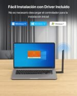 BrosTrend USB WiFi 6 AX900, Largo Alcance 6dBi Antena WiFi PC, Adaptador Wi-Fi para PC Doble Banda 5GHz 600Mbps + 2.4GHz 286Mbps, Señal Potente Inalámbrico Receptor Wi-Fi USB para Windows 11/10/7 - Imagen 6