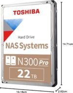 Toshiba N300 Pro 22TB Internal Hard Drive (up to 24 bays) 3.5" Workload Rate up to 300TB/year, CMR SATA 6GB/s, 7200RPM 512MB Cache, HDWG62CXZSTB - Image 5