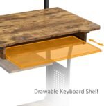 Yaheetech Rolling Computer Desk 3 Tier with Keyboard Tray and Printer Shelf for Home Office, Mobile Desk for Small Space, Retro Computer Table - Imagen 8