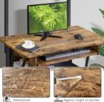 Yaheetech Rolling Computer Desk 3 Tier with Keyboard Tray and Printer Shelf for Home Office, Mobile Desk for Small Space, Retro Computer Table - Imagen 9