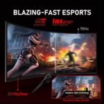 ZZA Monitor WQHD curvado ultra ancho de 34 pulgadas, experiencia de juego inmersiva con frecuencia de actualización de 165 Hz, panel VA y AMD FreeSync Premium | HDR10 | 99% sRGB | 3440 x 1440 - Imagen 6