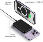 Power Bank for Mag-Safe, 10000mAh External Battery Wireless, PD USB-C Fast Charger, Wireless Magnetic Power Bank Compatible with iPhone 16/15/14/13/12 Series - Imagen 3