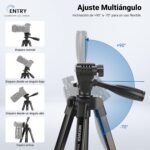 NEEWER VERSION Level Input Tripod for Phone & Camera, Portable Lightweight Metal Travel Stand with Cold Shoe Mobile Phone Holder Compatible with iPhone for Video Recording, TP53 - Image 3