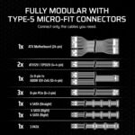 CORSAIR SF850 (2024) ATX Platinum 80 Plus Fully Modular Low Noise Power Supply - ATX 3.0 Compliant - PCIe 5.0 Ready - SFX to ATX Support Included - Black - Imagen 6