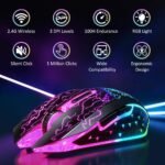 VersionTECH. Wireless Gaming Mouse, 2.4G Silent Rechargeable Gaming Mouse with Colorful LED Lights, 6 Buttons, for PC, Computer, Laptop, Ultra-Light-Black - Imagen 3