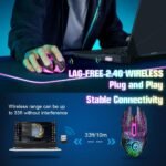 VersionTECH. Wireless Gaming Mouse, 2.4G Silent Rechargeable Gaming Mouse with Colorful LED Lights, 6 Buttons, for PC, Computer, Laptop, Ultra-Light-Black - Imagen 4