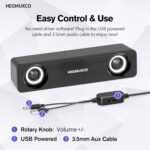 Altavoces compactos para computadora de escritorio – Altavoz estéreo con cable de 10 W con perilla de control de volumen, alimentación USB, entrada de audio de 3.5 mm, barra de sonido para computadora - Imagen 6