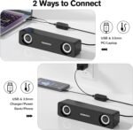 Altavoces compactos para computadora de escritorio – Altavoz estéreo con cable de 10 W con perilla de control de volumen, alimentación USB, entrada de audio de 3.5 mm, barra de sonido para computadora - Imagen 7