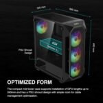 GAMDIAS Aura GC1 Elite ARGB - ATX Mid Tower PC Case, 4 ARGB 120mm Fans, High Flow Mesh Front Panel, Tool-Free Tempered Glass Panel, Black - Image 4