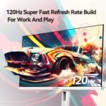 Pantalla blanca de 27 pulgadas, 2560 x 1440P, 120 Hz, pantalla IPS para juegos, pantalla para juegos de computadora, 100 % sRGB, 16,7 m, sincronización adaptativa, HDMI/DP VESA, 100 x 100 mm - Imagen 3