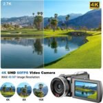 4K Video Camera, 48MP 30FPS Camcorder for YouTube, FHD1080P Video Vlogging Recorder /18X Digital Zoom /3.0'' 270°Rotation IPS Screen Camera Camcorder,with Remote / 2 Batteries - Imagen 4