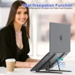 Laptop Stand Kamoon Portable Adjustable Tablet Computer Stand Aluminum Alloy Folding Laptop Stand Compatible MacBook Air Pro, HP More 10-15.6" Laptops & Tablet(Black) - Imagen 4