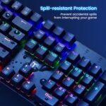 Mechanical Gaming Keyboard, RGB 104 Keys Ultra Slim Rainbow LED Backlit Wired USB Keyboard with Blue Switches, Durable ABS Keycaps/Mechanical Keyboard - Image 6