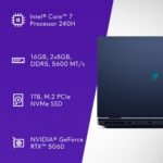 Alienware 16 Aurora AC16250-16, 16:10 WQXGA Display, Intel Core 7-240H Series 2, 16GB DDR5 RAM, 1TB SSD, NVIDIA GeForce RTX 5060 8GB GDDR7, Windows 11 Home, Onsite Service - Imagen 4