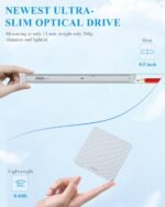 External CD DVD Burner, Ultra Slim 13mm USB 3.0 Type C Portable CD DVD +/- RW, Plug & Play External CD Reader for Laptop, Windows 11/10/8/7/XP/Vista, Linux and Mac OS, White - Imagen 3