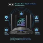 Tenda AC6 Dual Band Smart Wireless Router (AC1200, 4 Megabit Ports, Smart WiFi, Energy Saving, 4x 5dBi HG Antennas), Black - Imagen 7