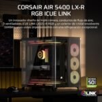 CORSAIR Air 5400 LX-R RGB iCUE Link Triple Camera Panoramic Semi-Tower PC Case - 3 LX-R RGB Reverse-Rotor Fans Pre-Installed - High Flow Low Noise Ducting - Black - Image 3