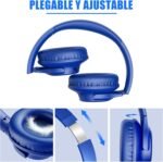 KVIDIO Wireless On-Ear Headphones, 55 Hours Playback Bluetooth Headphones, Lightweight Foldable Headphones with Microphone, Deep Bass (Blue) - Imagen 6