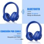KVIDIO Wireless On-Ear Headphones, 55 Hours Playback Bluetooth Headphones, Lightweight Foldable Headphones with Microphone, Deep Bass (Blue) - Imagen 7