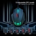 Redragon M908 Impact Gaming Mouse RGB LED MMO, Wired Ergonomic Optical Mouse with 12 Side Buttons, Maximum 12,400 dpi, High Precision, 18 Programmable Macro Shortcuts, Comfortable Grip - Imagen 4