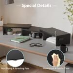 BONTEC Wooden Monitor Riser for Dual Monitors, Monitor Stand Desk with Monitor Smartphone Holder, Wood Monitor Stand Adjustable Length and Swivel Angle - Image 6