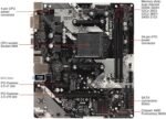 Asrock B450M-HDV R4.0 Motherboard (AMD, Socket AM4, AMD Ryzen, DDR4-SDRAM, DIMM, 2133,2400,2667,2933,3200 MHz) - Imagen 3