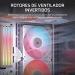 CORSAIR RS120-R ARGB 120mm PWM Reverse Flow Fan - +5V ARGB Connections, 8 RGB LED, High Pressure, Daisy Chain, Magnetic Bearing, Zero RPM, Pack of 3 - White - Imagen 4