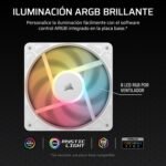 CORSAIR RS120-R ARGB 120mm PWM Reverse Flow Fan - +5V ARGB Connections, 8 RGB LED, High Pressure, Daisy Chain, Magnetic Bearing, Zero RPM, Pack of 3 - White - Imagen 5