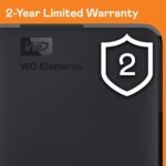 WD 2TB Elements Portable External Hard Drive, USB SuperSpeed 3.2 Gen 1/USB 3.0, Plug-and-Play Storage Expansion, Formatted for Windows, Black - Image 3