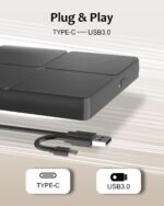 External Blu Ray Drive, Support Blu Ray DVD Player, Read and Write BD/DVD/CD, USB 3.0 Type C, External DVD Player for PC, Portable DVD Player for - Imagen 4