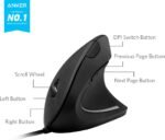 Anker Vertical Mouse: Wired Mouse with Vertical Handle and Ergonomic Design, 1000/1600 dpi, 5 Buttons, USB Cable 1.46 Meters, Black - Imagen 3