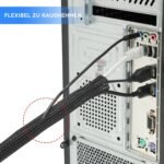 AGPTEK 13mm-6.1m Cable Organizer, Auto Cable Sleeve, Collect Cables Close, Flexible Trimmable Woven Cable Liner, Suitable for Desk, TV, Floor, Black - Imagen 5