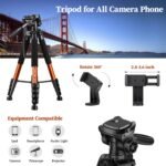 Trípode de cámara de 74 pulgadas para Canon Nikon DSLR, JOILCAN Trípode ligero de aluminio para teléfono celular con bolsa de transporte y soporte universal para teléfono, carga máxima de 15 libras - Image 4