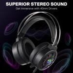 Redragon H314 RGB Gaming Headset, Wired Computer Headset with 40mm Drivers, USB Connection, Lightweight Design and Soft PU Leather Earpads for Maximum - Image 3