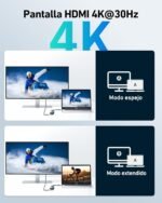 acer 7 in 1 USB C Hub, Type C Docking Station, HDMI to USB C Adapter with 2X USB 3.0 and USB C 5Gbps, HDMI Hub 4K@30Hz, PD 100W, SD/TF Card Reader, Compatible with iOS, Android, PC and Laptops - Imagen 5