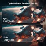 ZZA 27" Curved Monitor with 2K(2560 X 1440) 75Hz Resolution 27" Qhd Monitor with Hdmi, Dp and Wall Mount, Office Monitor for PC with Eye Protection 1440P Frameless for Work & Ju - Imagen 3