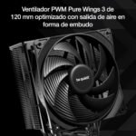 be quiet! Pure Rock 3 Black Air Cooler, Very High Cooling Capacity, 4 High Performance Heat Pipes, HDT Technology, Pure Wings 3 120mm PWM, Stylish Design in Black - Imagen 5
