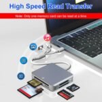 Lector adaptador Memory Stick Pro Duo: lector de tarjetas SD/TF/MS/CF/XD 5 en 1 para iPhone/ordenador/dispositivo USB-C, lector de tarjetas XD Lightning+USB A+USB C de aluminio - Imagen 5